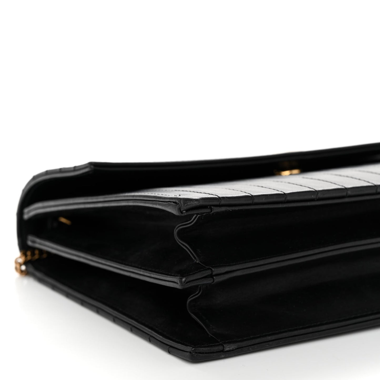 Calfskin Matelasse Victoire Chain Wallet Black