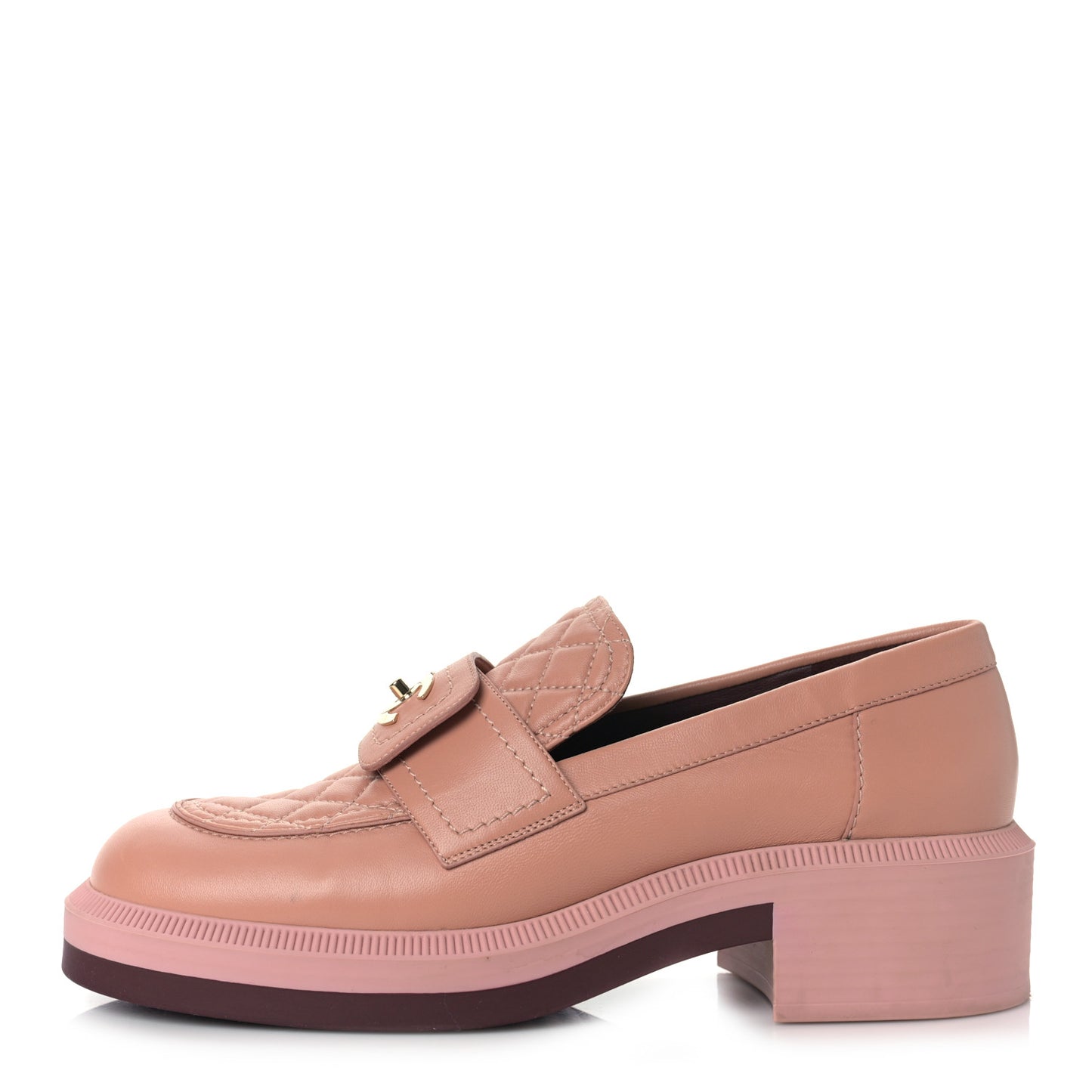 Lambskin Quilted CC Turnlock Loafers 39 Dark Pink
