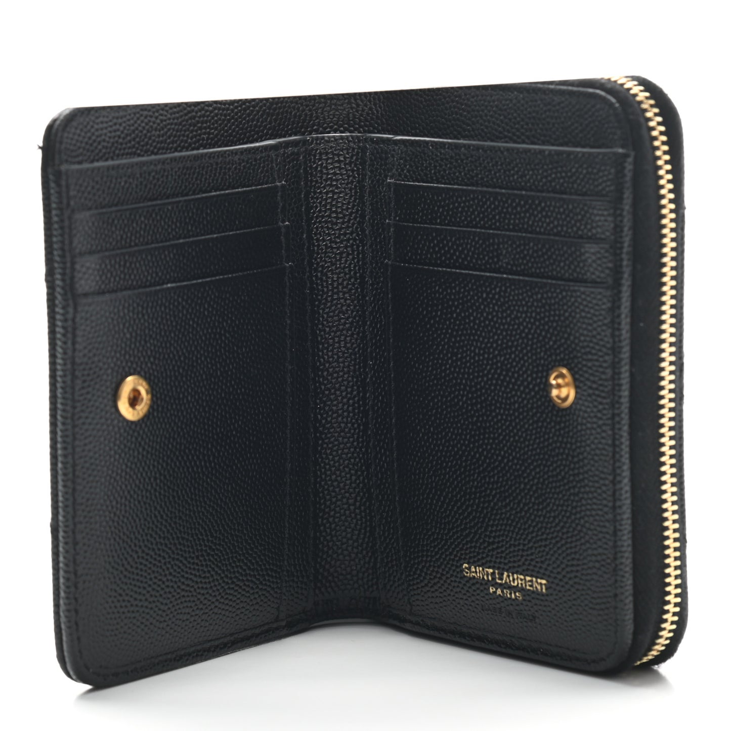 Grain De Poudre Matelasse Chevron Monogram Compact Zip Around Wallet Black