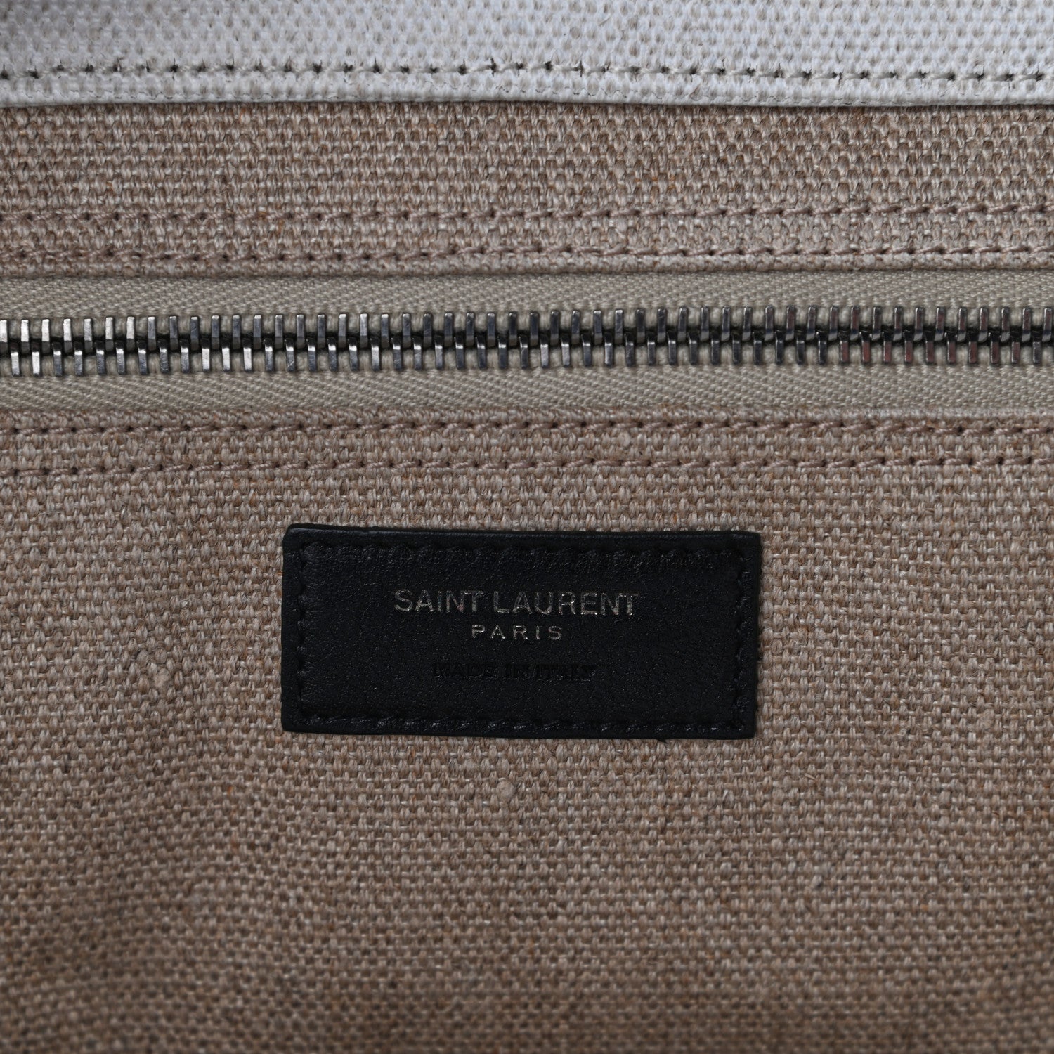 Saint Laurent Linen Calfskin Rive Gauche Tote Optic White 6 of 8