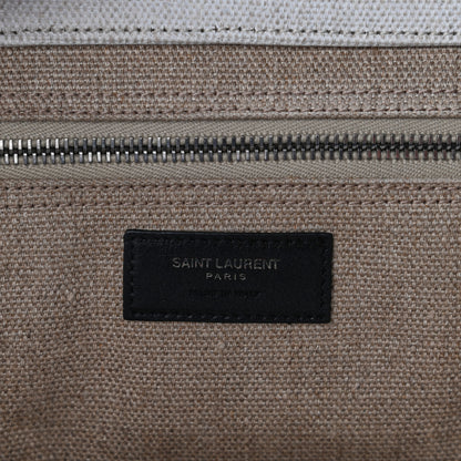 Saint Laurent Linen Calfskin Rive Gauche Tote Optic White 6 of 8