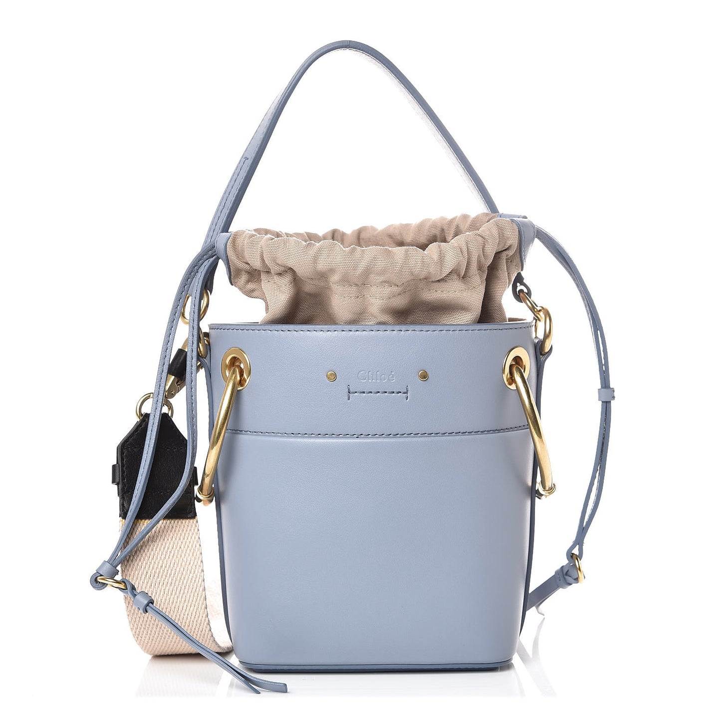 Smooth Calfskin Mini Roy Bucket Bag Washed Blue