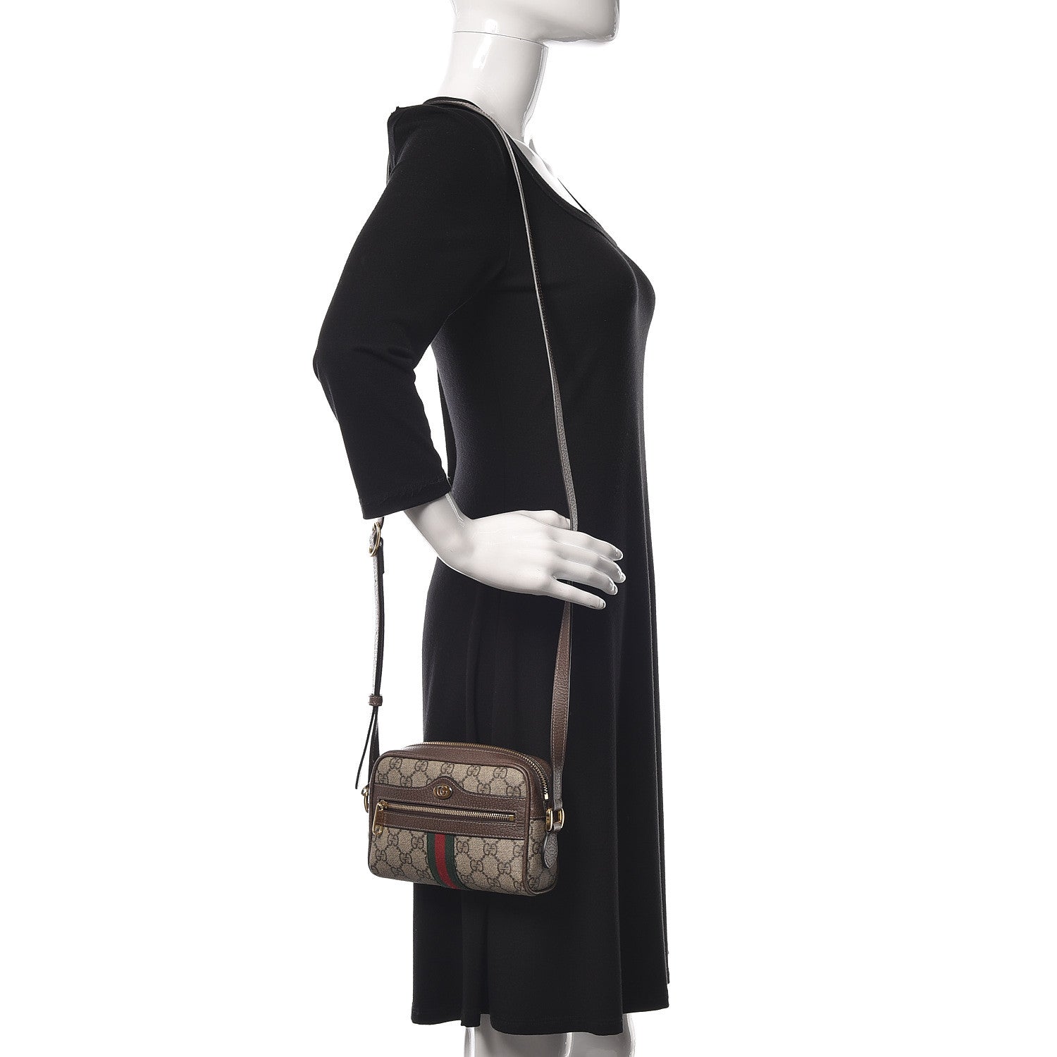 Gucci GG Supreme Monogram Web Mini Ophidia Shoulder Bag Brown 2 of 11