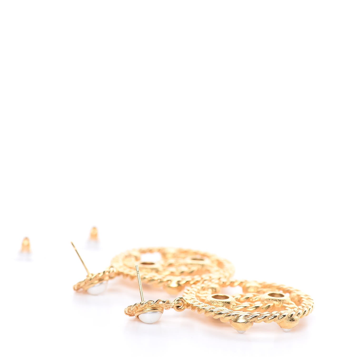 Chanel Pearl Gripoix CC Chain Drop Earrings Gold 4 of 8