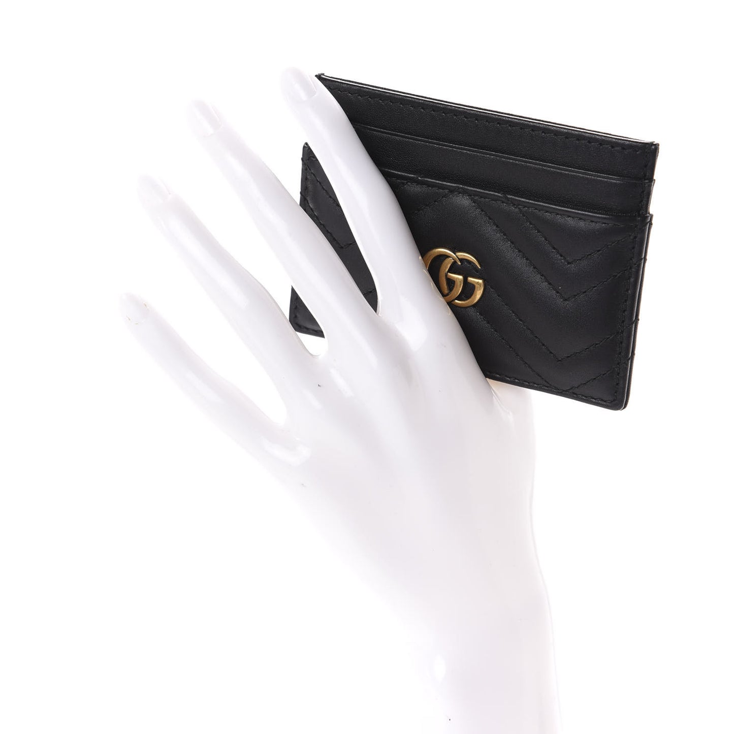 Calfskin Matelasse GG Marmont Card Holder Black