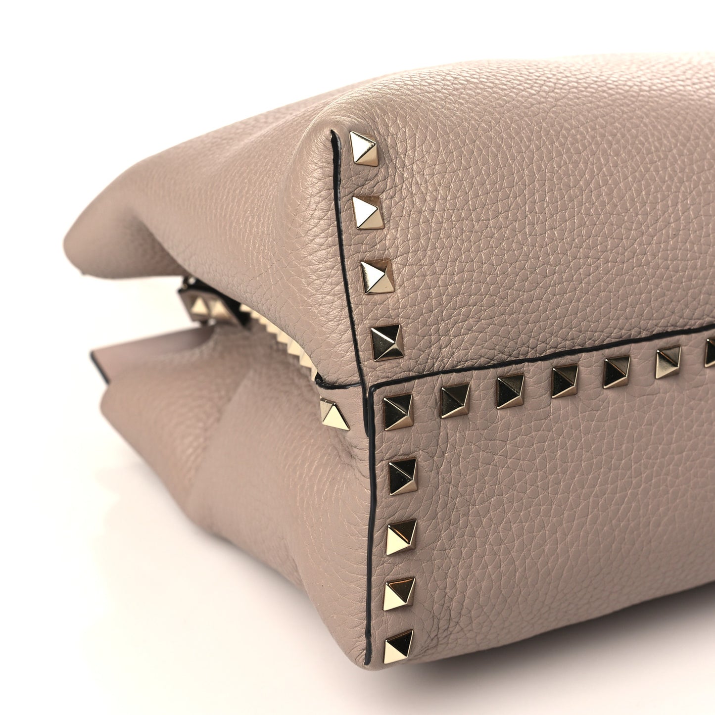 Pebbled Calfskin Small Rockstud Double Handle Bag Poudre