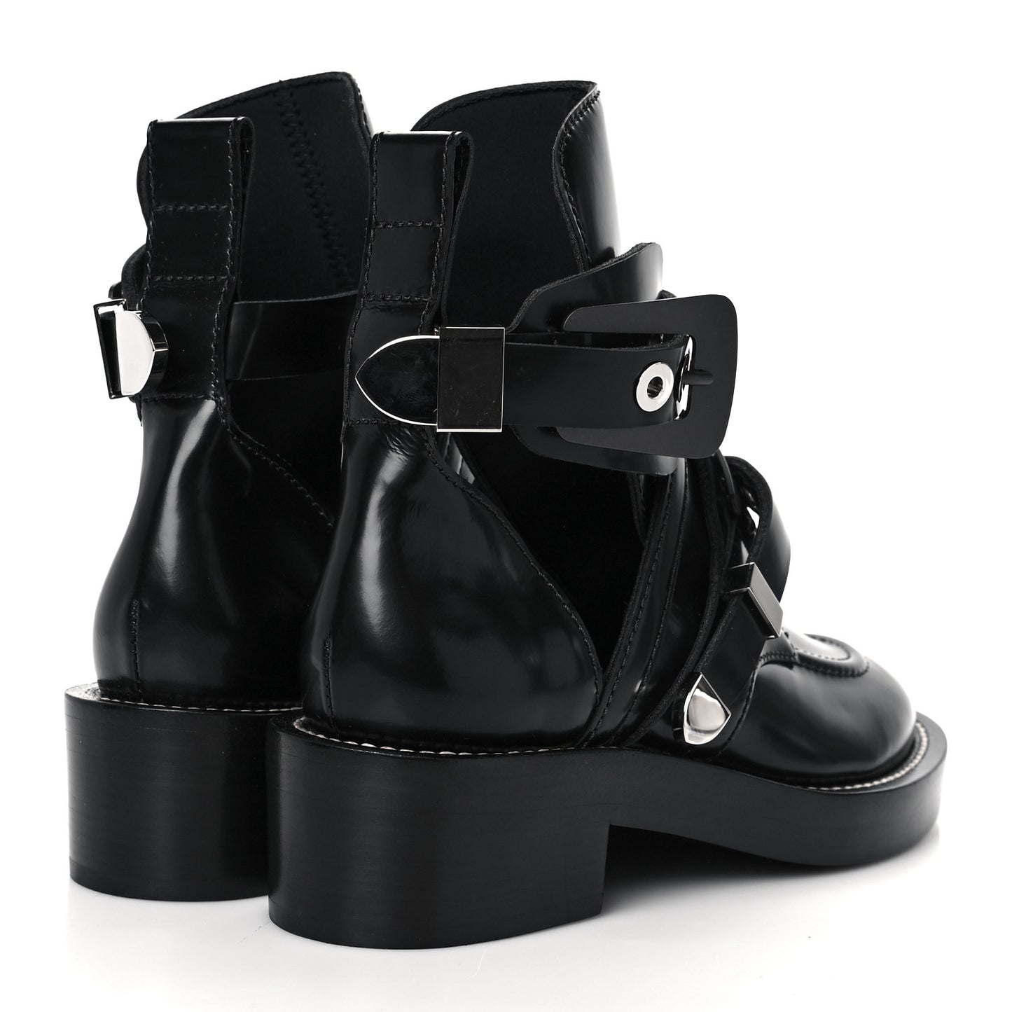 Brushed Calfskin Ceinture Ankle Boots 35 Black
