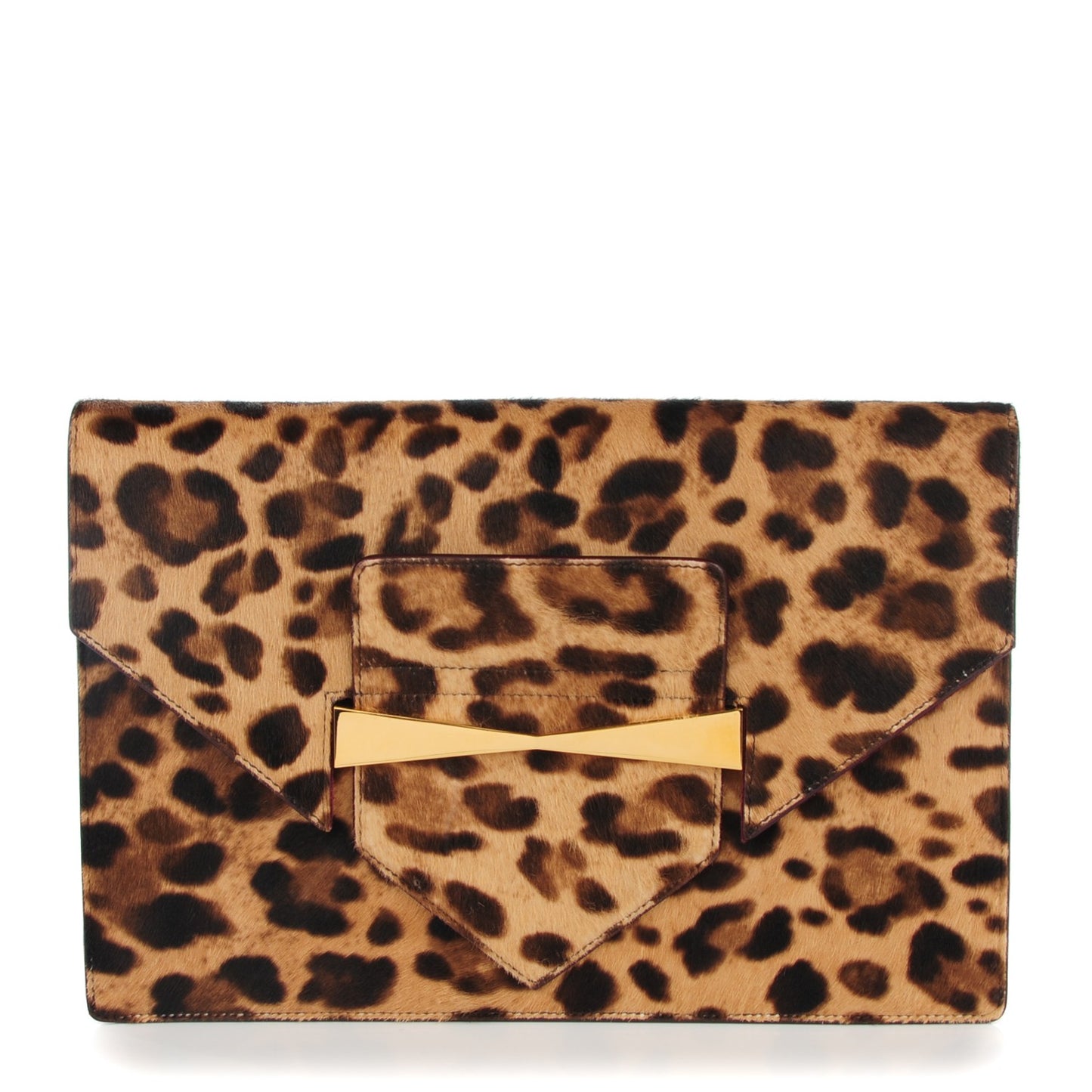 Pony Hair Leopard Print Clutch Bordeaux