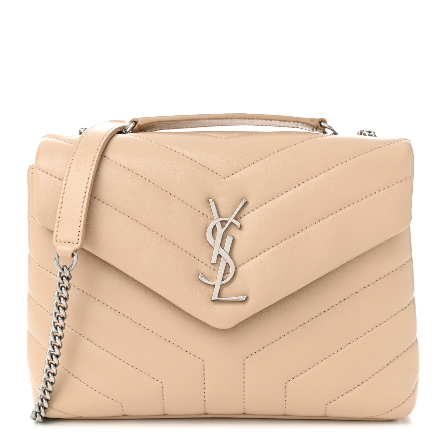 Calfskin Y Quilted Monogram Small Loulou Chain Satchel Nude