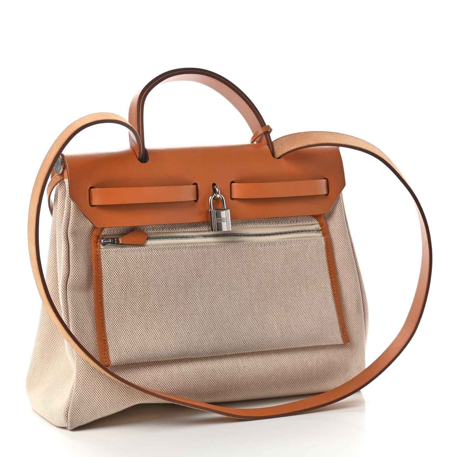 Hermes Vache Hunter Toile Pegase Pop Herbag Zip Retourne 31 PM Capucine Ecru 4 of 9