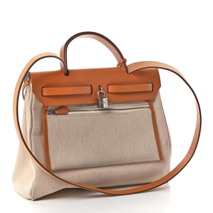 Hermes Vache Hunter Toile Pegase Pop Herbag Zip Retourne 31 PM Capucine Ecru 4 of 9