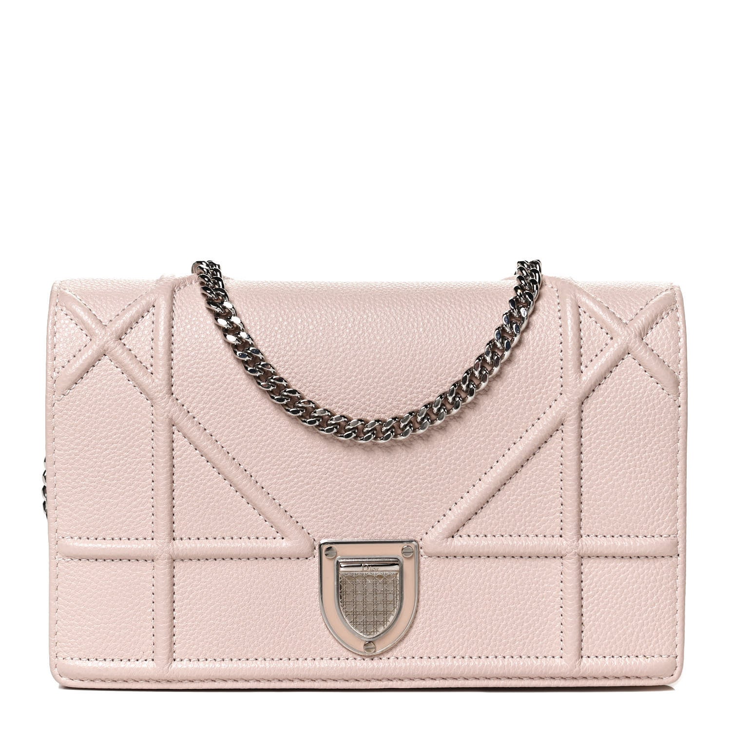 Christian Dior Grained Calfskin Diorama Wallet on Chain Pouch Rose Poudre 1 of 13