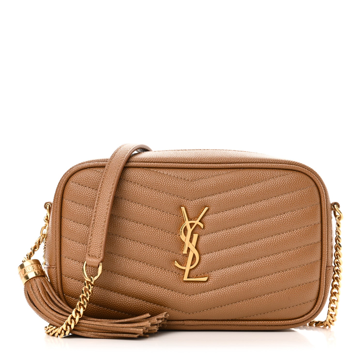Saint Laurent Grain De Poudre Matelasse Monogram Mini Lou Camera Bag Dark Natural 1 of 10