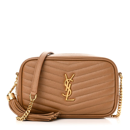 Saint Laurent Grain De Poudre Matelasse Monogram Mini Lou Camera Bag Dark Natural 1 of 10