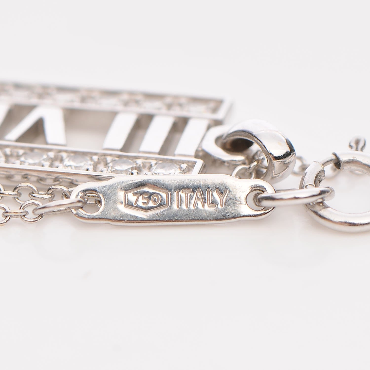 Tiffany 18K White Gold Diamond Atlas Bar Pendant Necklace 5 of 9