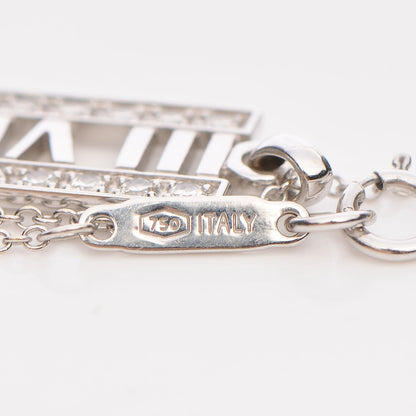 Tiffany 18K White Gold Diamond Atlas Bar Pendant Necklace 5 of 9