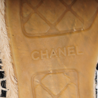 Chanel Tweed Patent Goatskin Sequin CC Espadrilles 38 Black 6 of 14