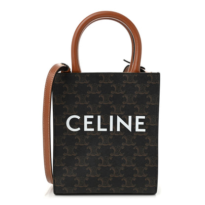 Celine Triomphe Canvas Calfskin Mini Vertical Cabas Tan 1 of 10