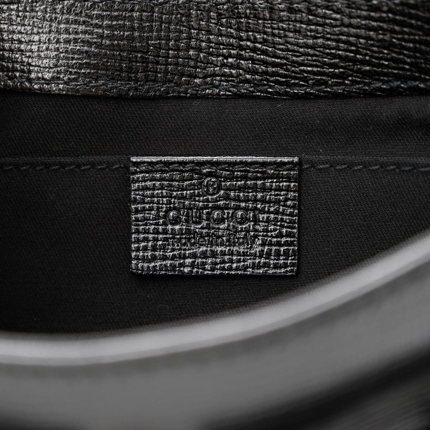 Textured Calfskin Horsebit Chain Clutch Black