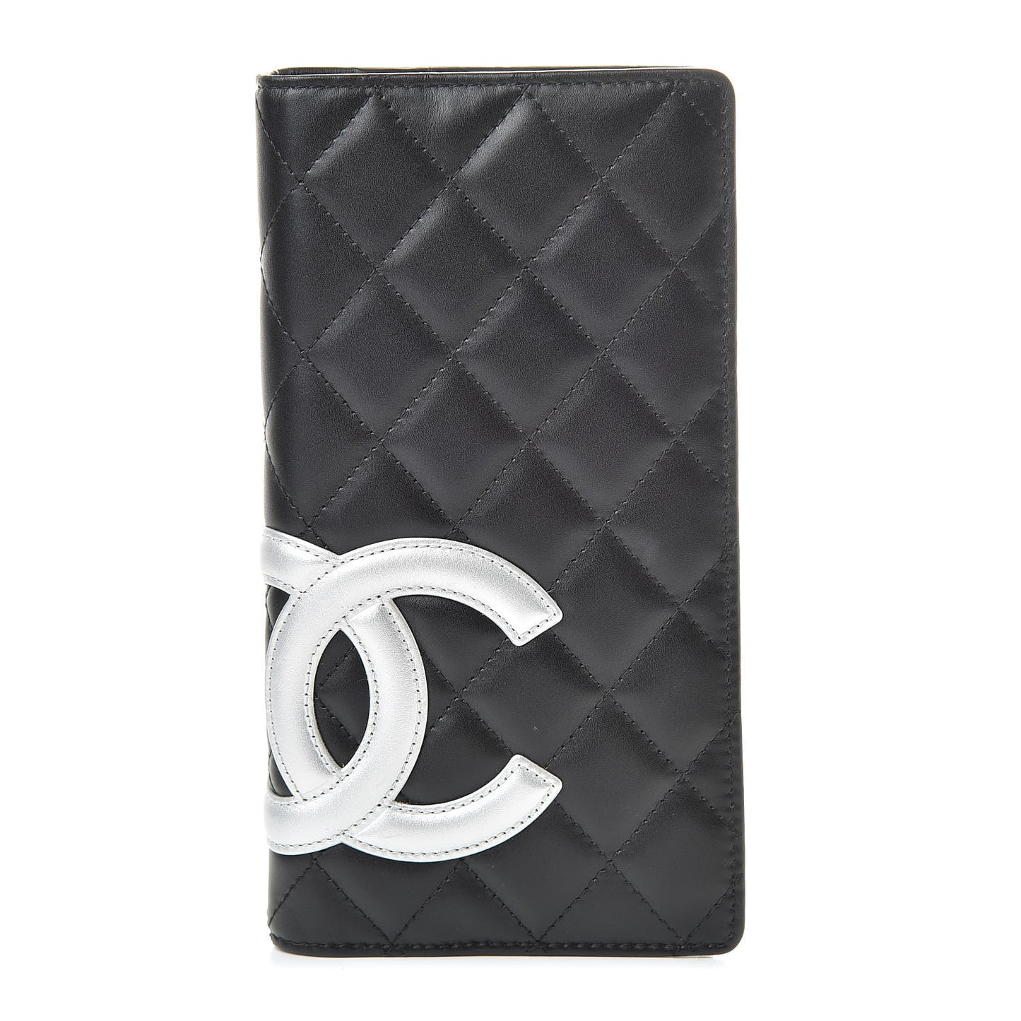 Calfskin Quilted Cambon Agenda Planner Black Silver
