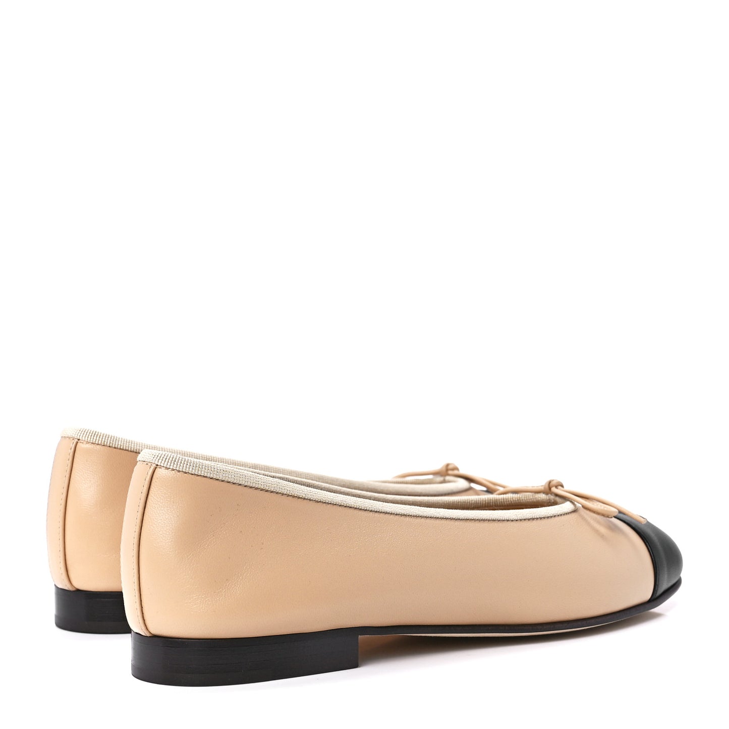 Lambskin Cap Toe CC Ballerina Flats 36.5 Beige Black