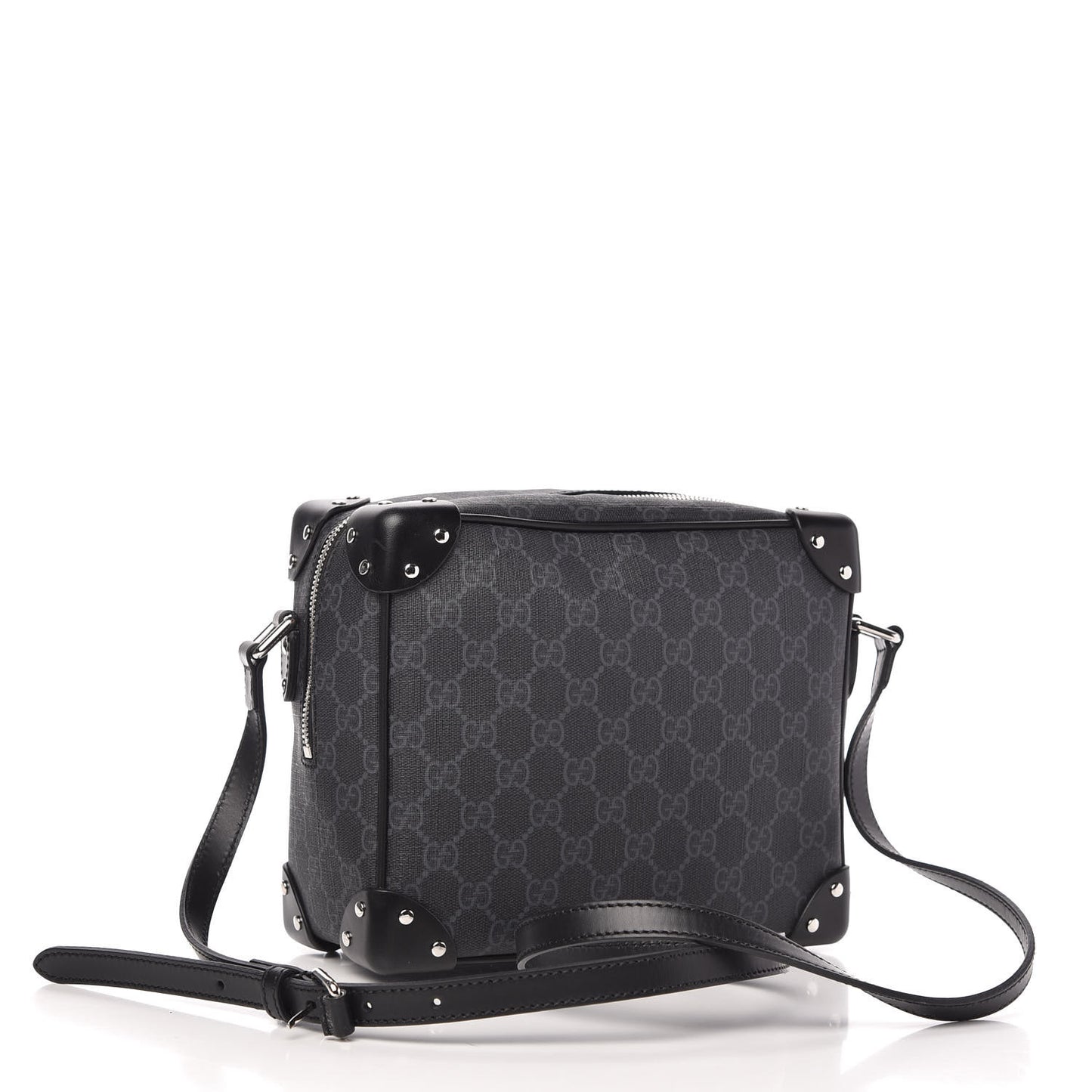 GG Supreme Monogram Selleria Calfskin Square Messenger Bag Black