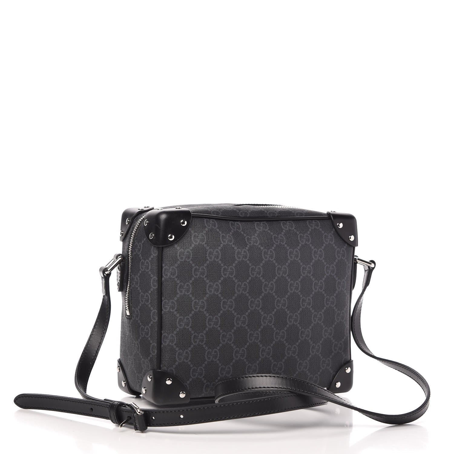 Gucci GG Supreme Monogram Selleria Calfskin Square Messenger Bag Black 3 of 9
