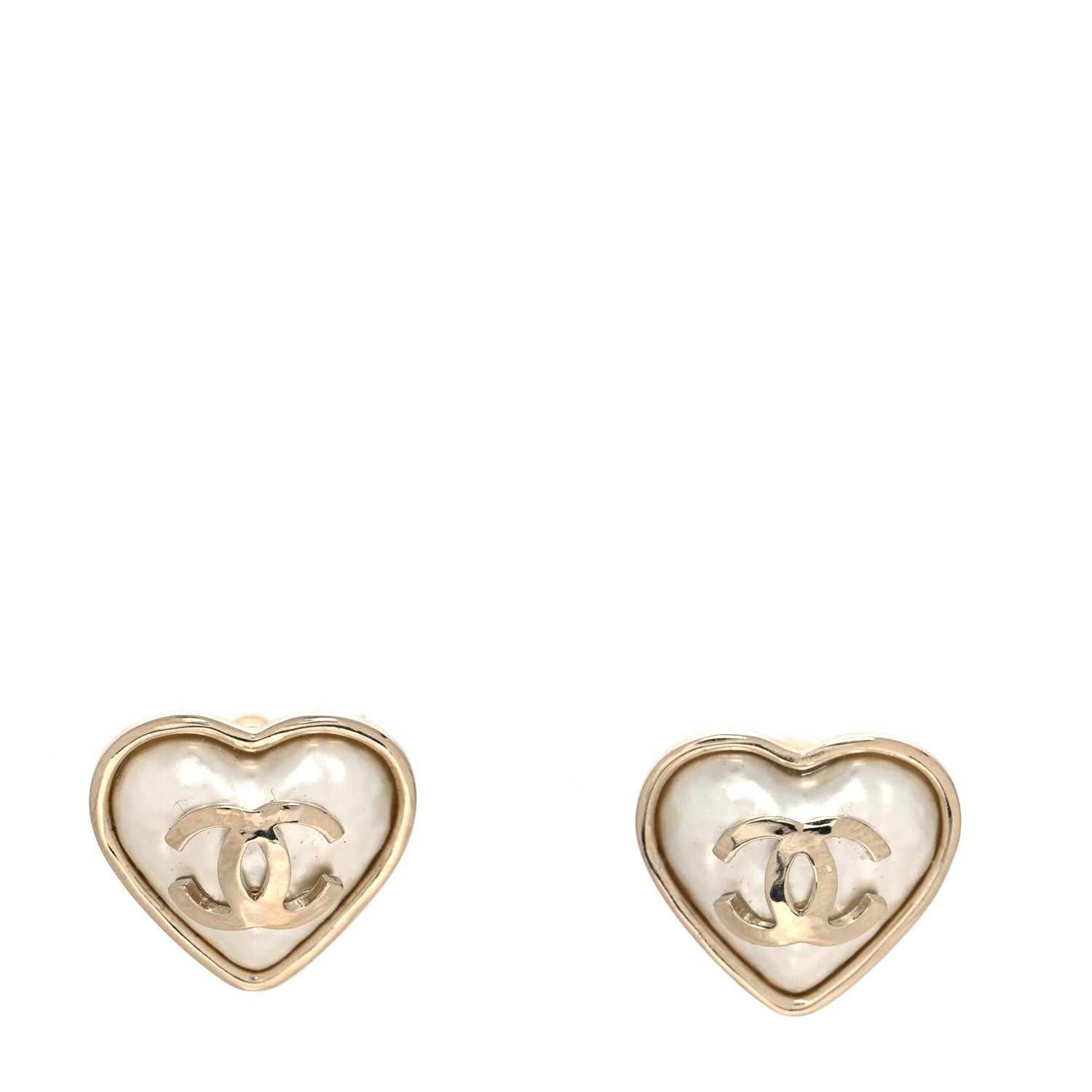 Chanel Pearl CC Heart Earrings Gold 1 of 4