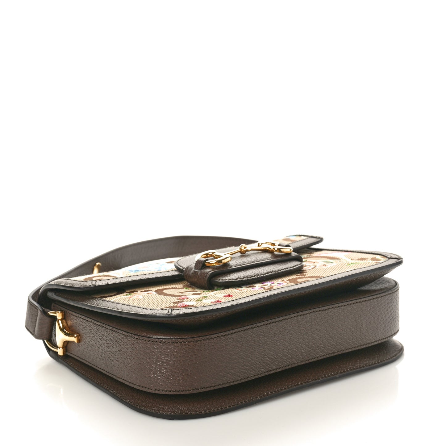 Monogram Jumbo GG Textured Dollar Calfskin Embroidered Horsebit 1955 Shoulder Bag Camel Ebony New Acero Multicolor