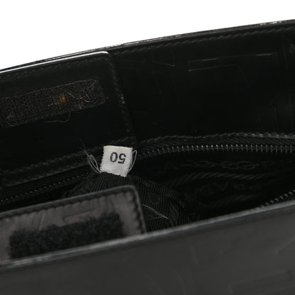 Prada Calfskin Embossed Shoulder Bag Black 7 of 8