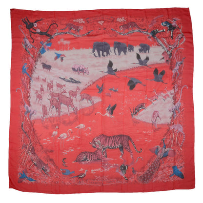 Hermes Mousseline Silk La Treve De L'eau Scarf 140 Rouge Vif Violine Ardoise 2 of 7