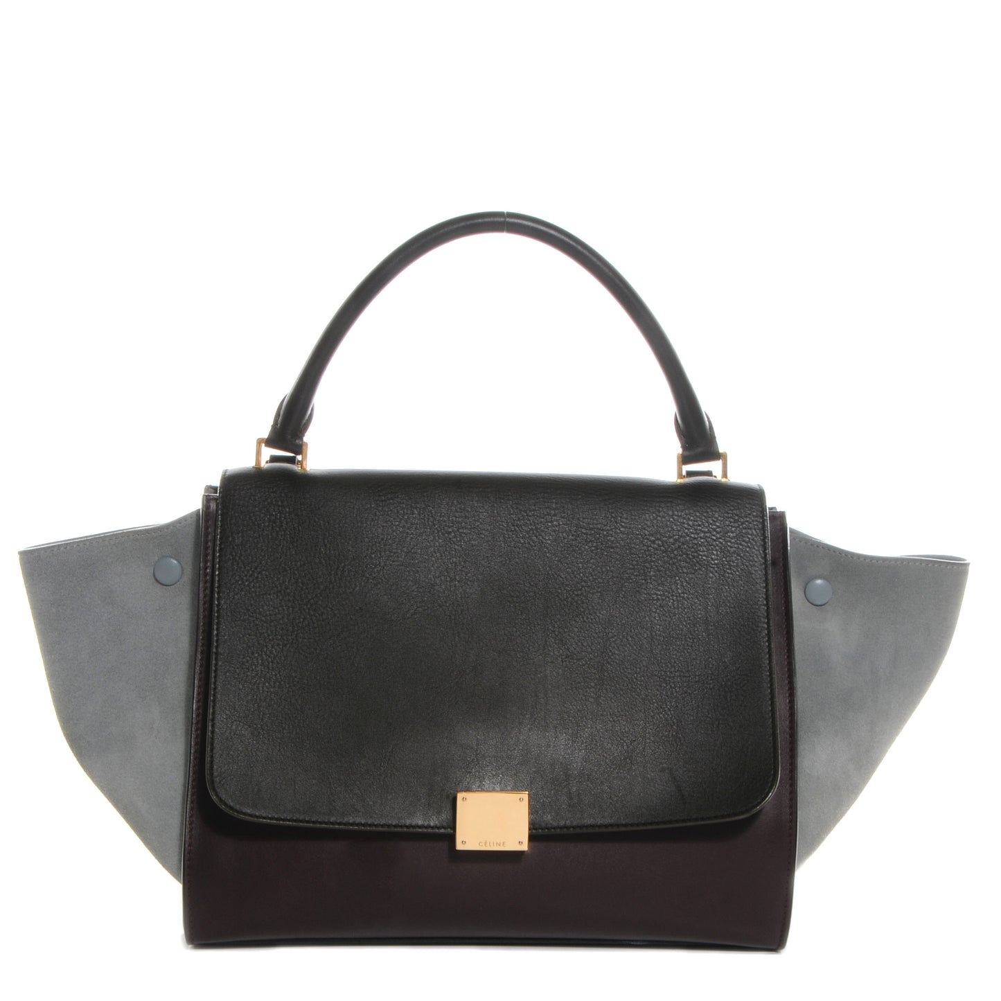 Calfskin and Suede Small Tri-Color Trapeze Grey