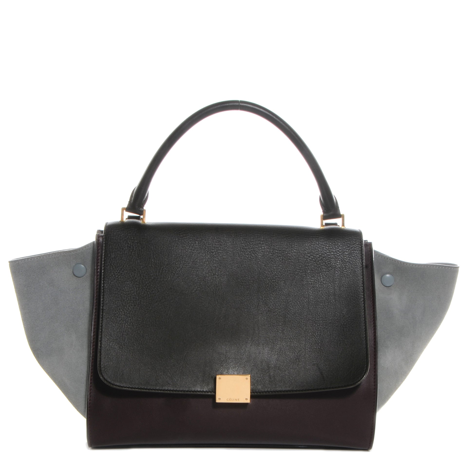Celine Calfskin and Suede Small Tri-Color Trapeze Grey 1 of 9
