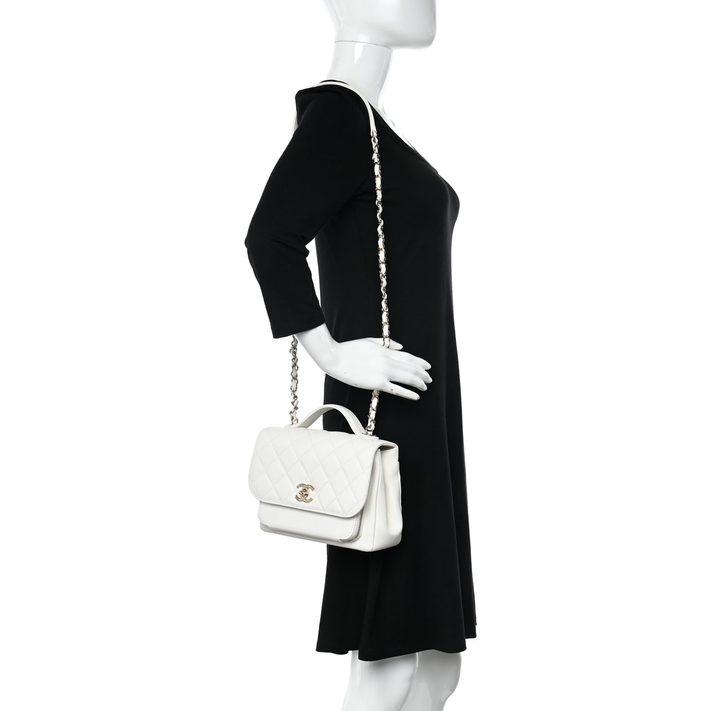 Caviar Quilted Medium Business Affinity Flap White