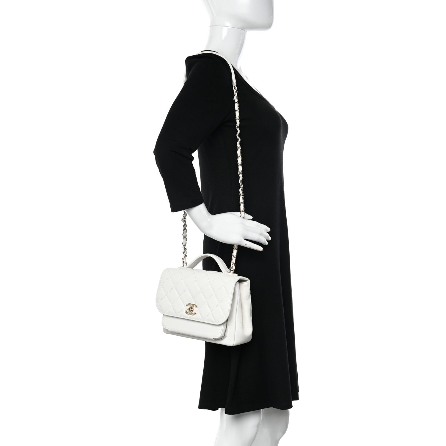 Chanel Caviar Quilted Medium Business Affinity Flap White 2 of 10