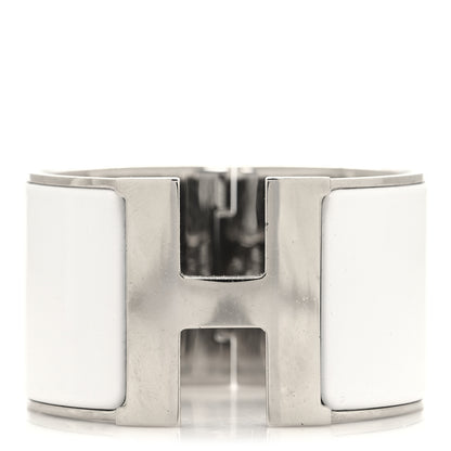 Hermes Enamel Extra Wide Clic Clac H Bracelet PM White 1 of 6