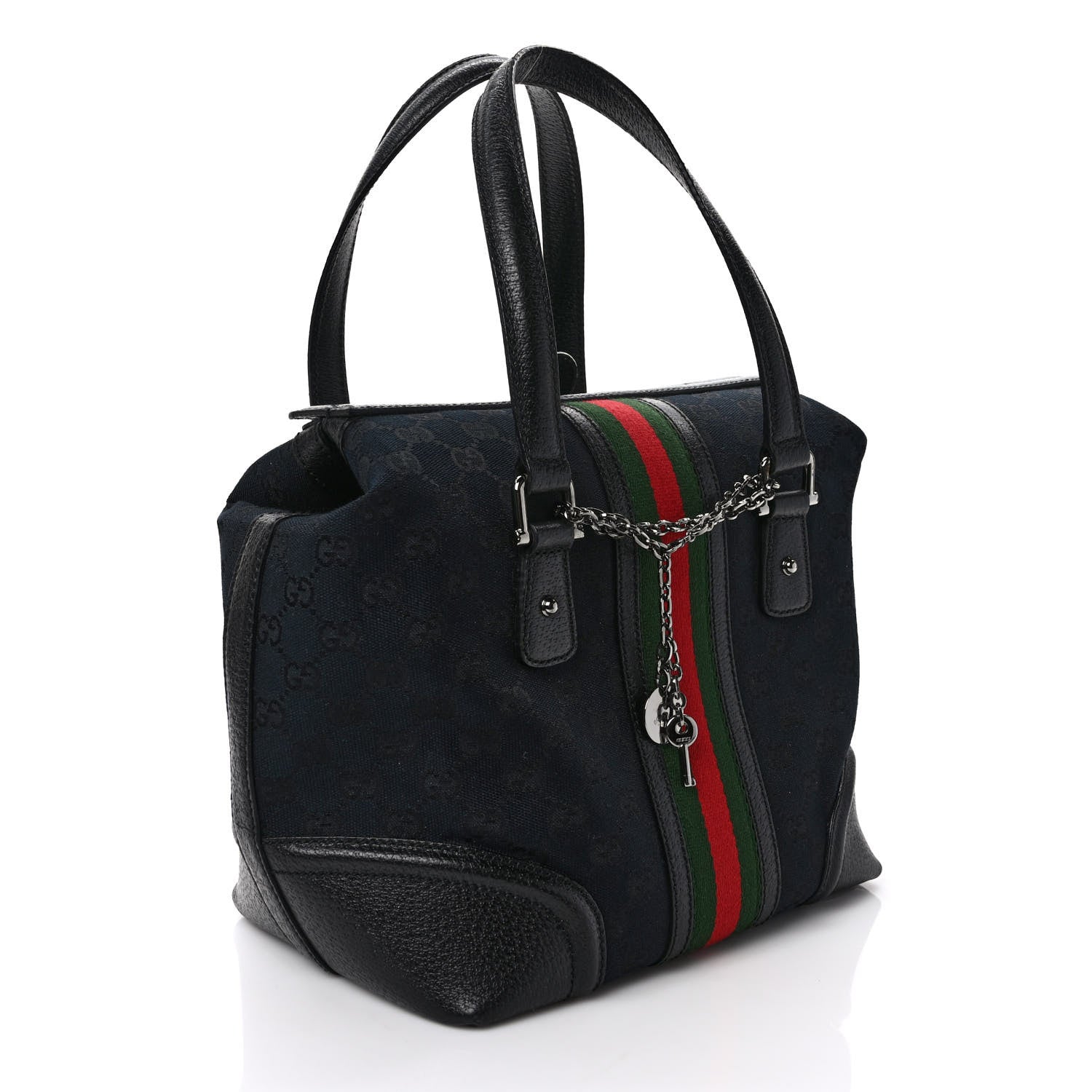 Gucci Monogram Web Treasure Boston Tote Black 3 of 11