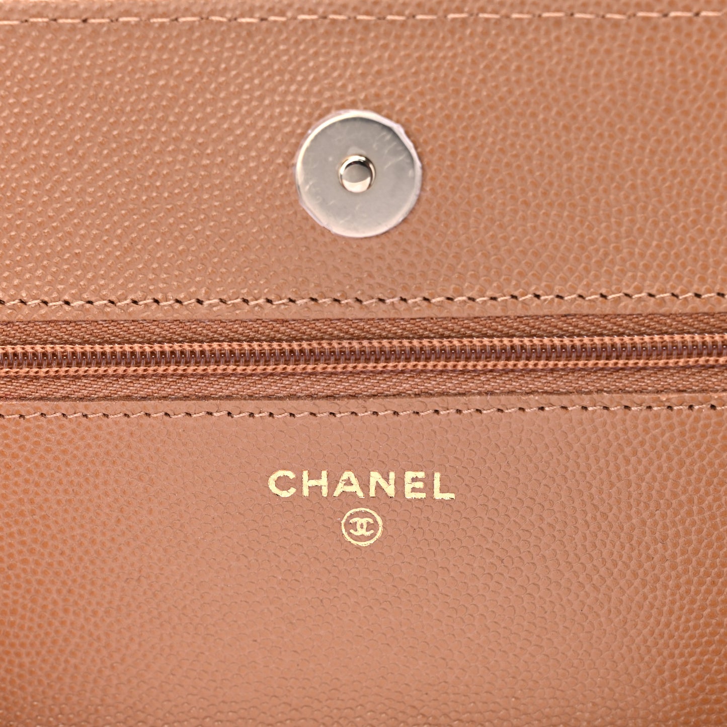 Caviar Quilted Wallet On Chain WOC Dark Beige