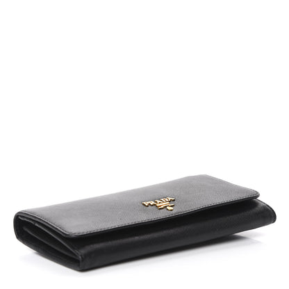 Prada Saffiano Metal Continental Flap Wallet Black 4 of 7