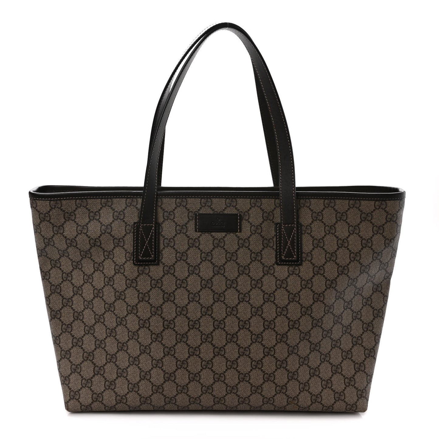 GG Supreme Monogram Medium Zippered Shopping Tote Dark Brown