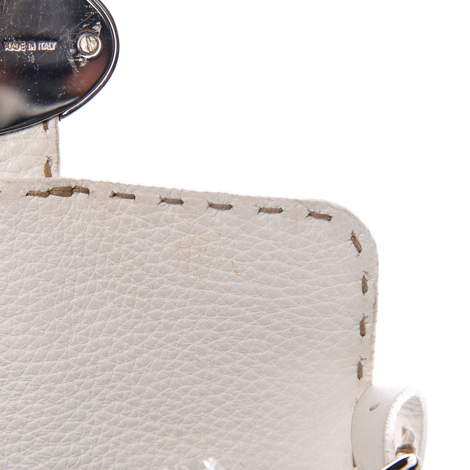 Fendi Calfskin Romano Selleria Flap Bag White 11 of 16