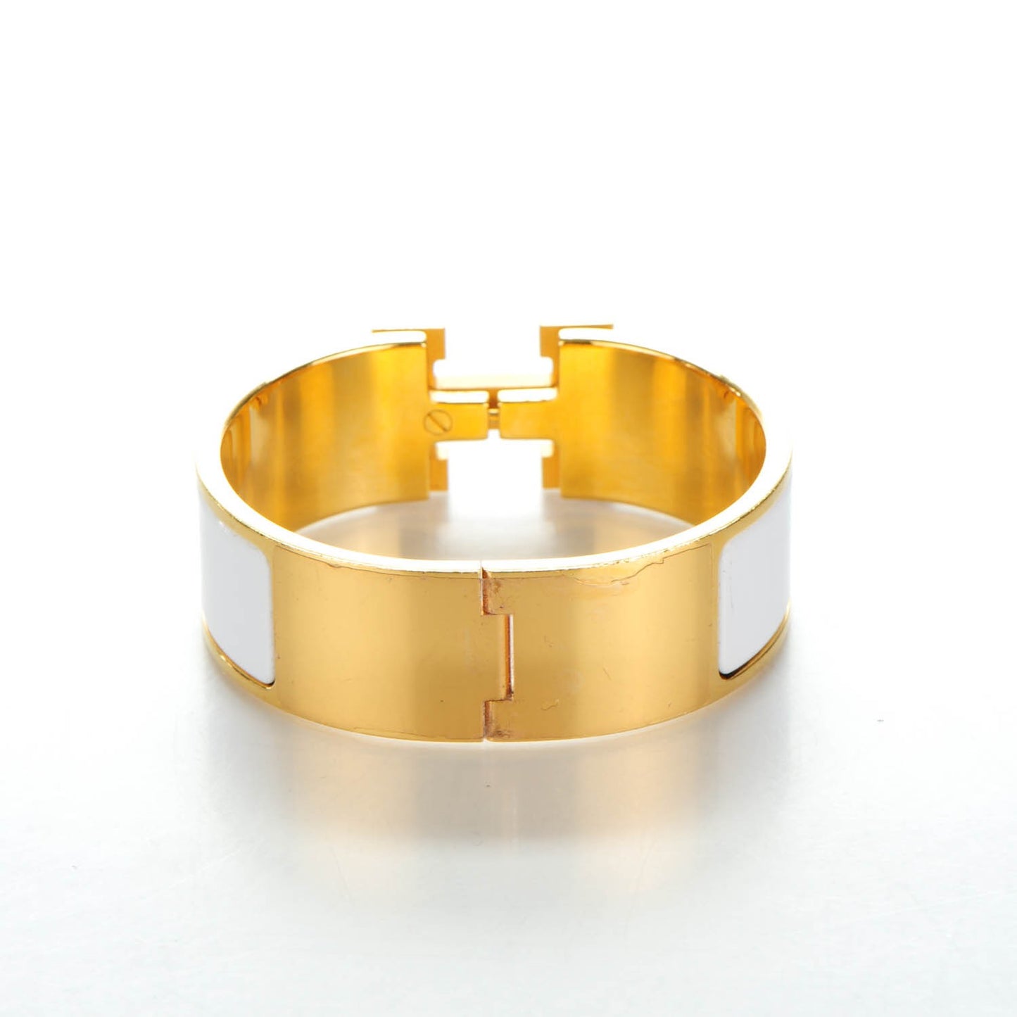 Enamel Wide Clic Clac H Bracelet PM White