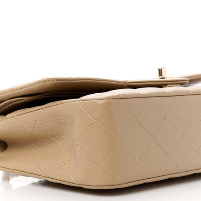 Chanel Caviar Quilted Medium Double Flap Dark Beige 10 of 12