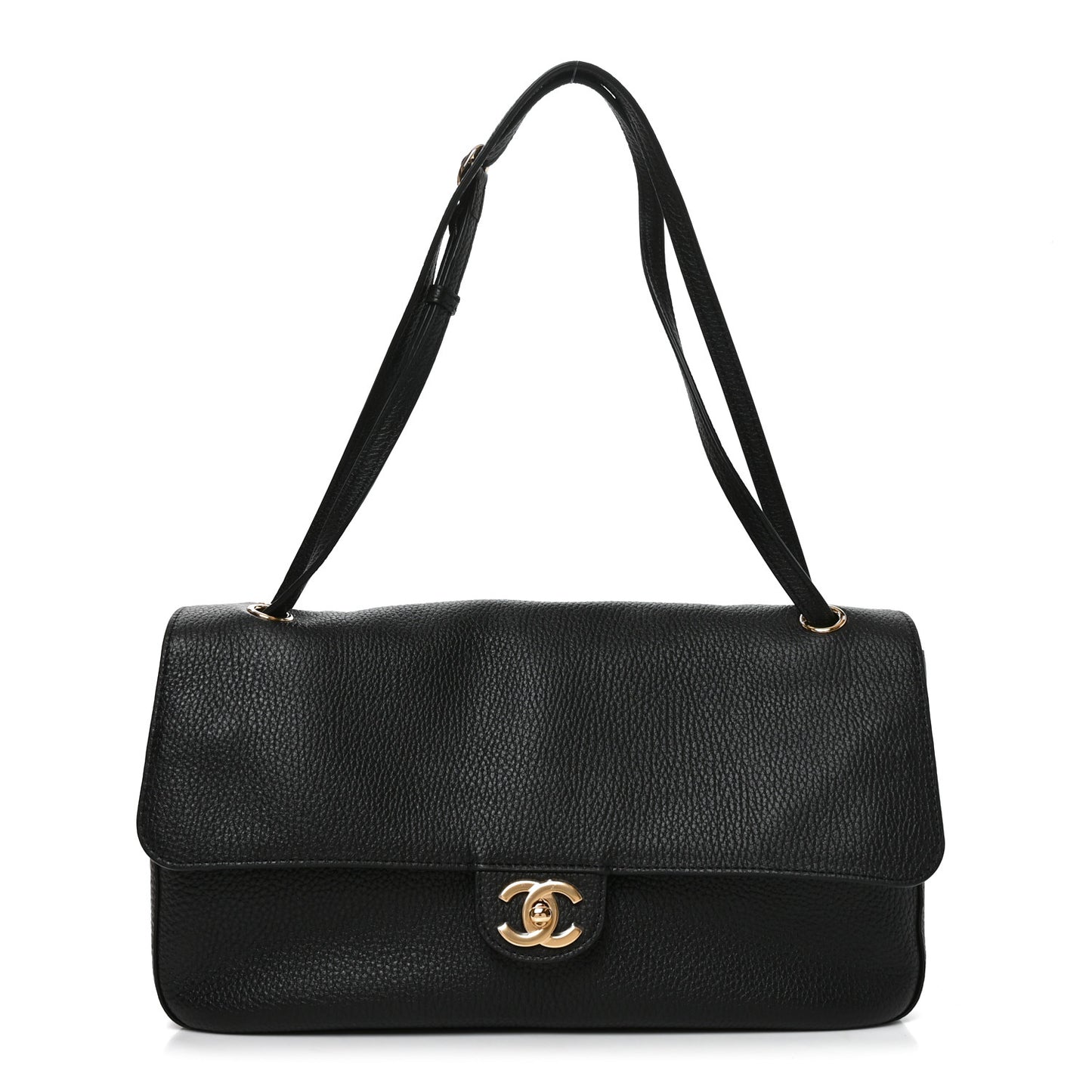 Grained Calfskin Small Souplissimo Maxi Flap Black