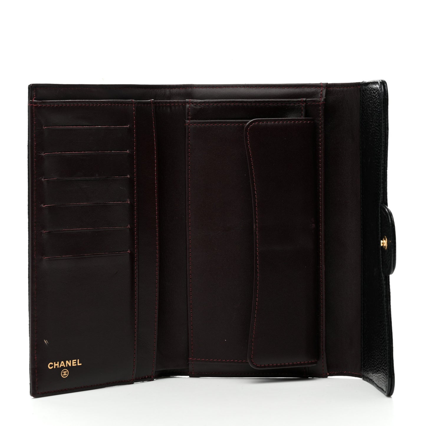 Caviar Quilted Large Flap Wallet Black