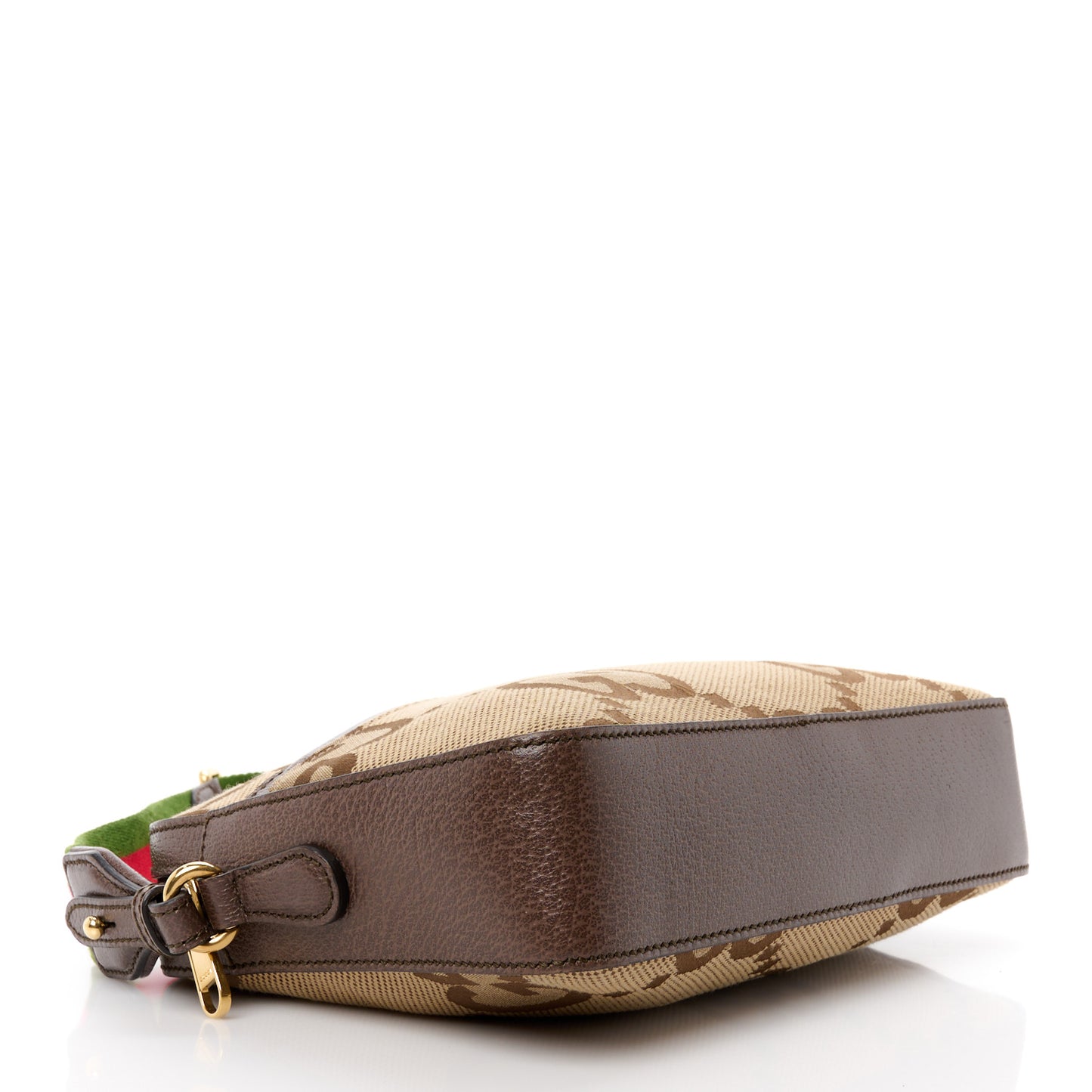 Monogram Jumbo GG Textured Dollar Calfskin Web Messenger Shoulder Bag Camel Ebony New Acero