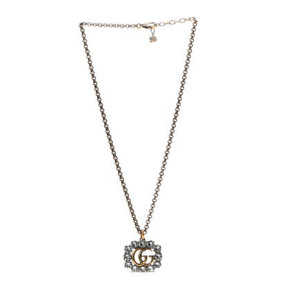 Gucci Crystal Embellished Double G Necklace Aged Gold 3 of 6