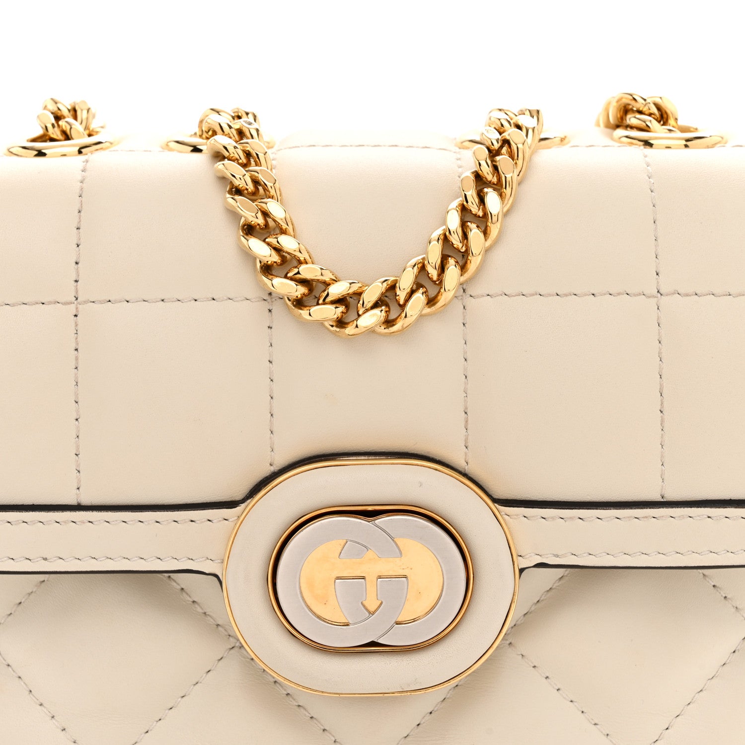 Gucci Calfskin Quilted Mini Deco Shoulder Bag Mystic White 8 of 13