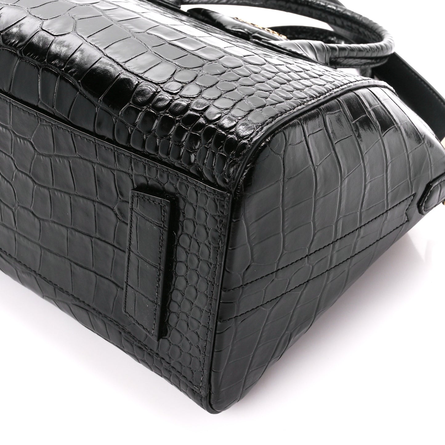 Calfskin Crocodile Embossed Small Antigona Black