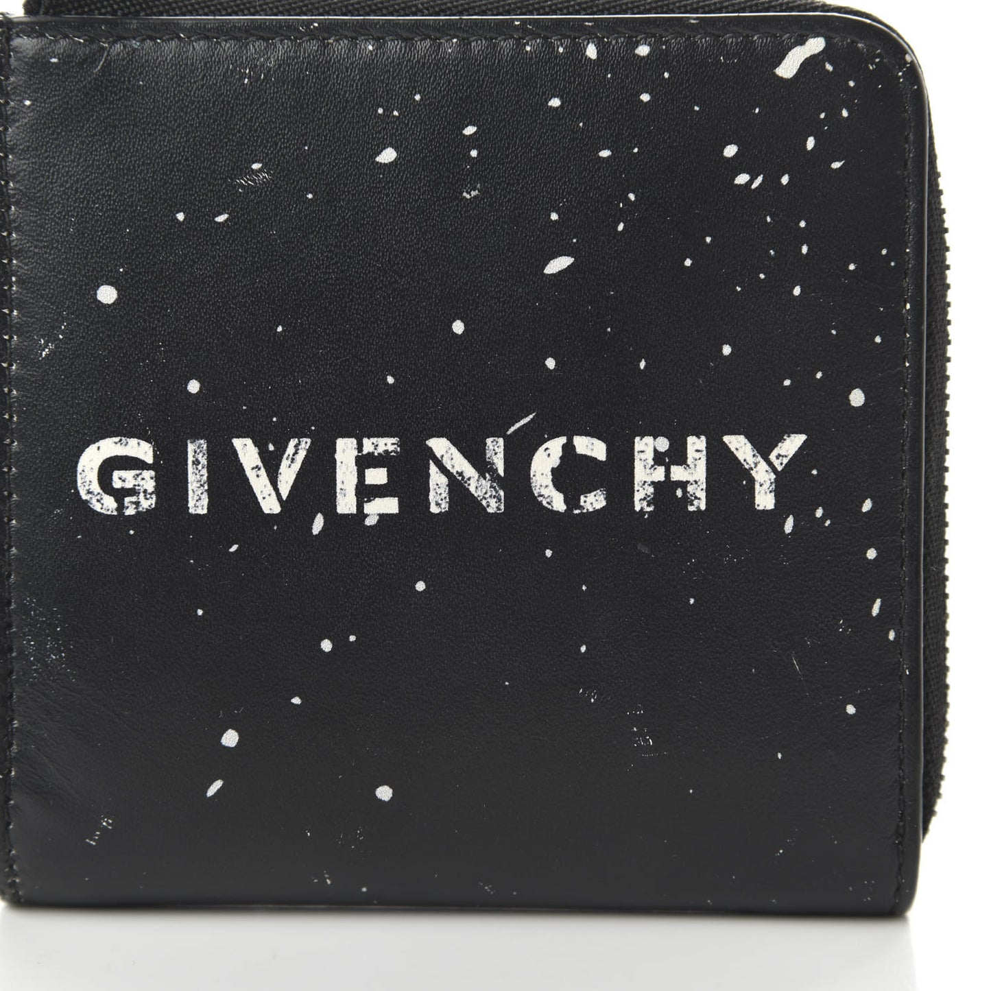 Calfskin Gravity Logo Print Zip Wallet Black